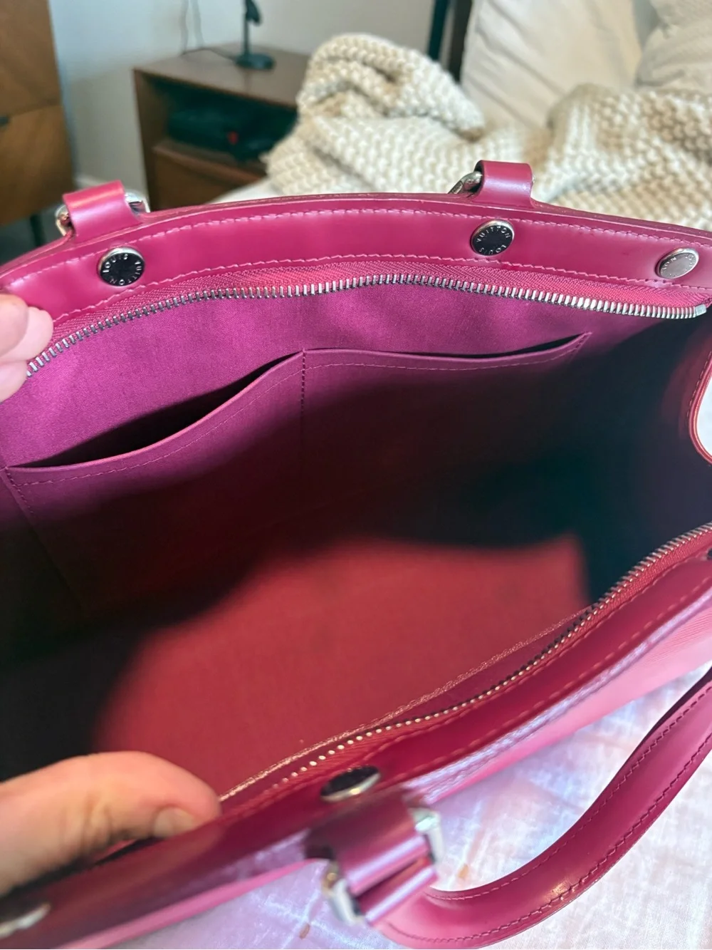 Louis Vuitton Brea MM Burgundy/Pink Epi Leather Satchel with Scarf Accent, VGUC!